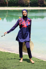Burkini Modest Swimwear Set 3-Teilig Lila gemustert "Marina" M2269