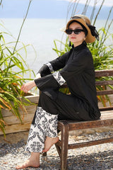 Burkini Modest Swimwear Set 4-Teilig Schwarz/Weiß "Marina" 1958