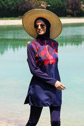 Burkini Modest Swimwear Set 3-Teilig Lila gemustert "Marina" M2269