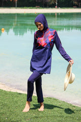 Burkini Modest Swimwear Set 3-Teilig Lila gemustert "Marina" M2269