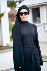 Schwimmhijab gewebt Schal Schwarz "Marina" B2403