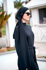 Schwimmhijab gewebt Schal Schwarz "Marina" B2403