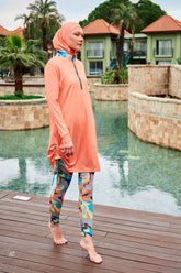 Burkini Modest Swimwear Set Lycra 4-Teilig Koralle "Marina" M2470