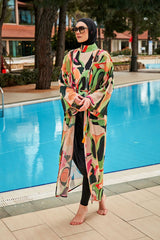 Burkini Modest Swimwear Set 4-Teilig Schwarz gemustert "Marina" M2423