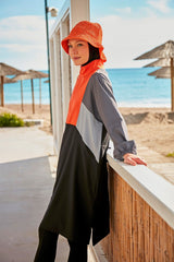 Burkini Modest Swimwear Set 4-Teilig Schwarz/Orange "Marina" M2430
