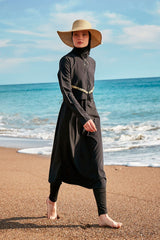 Burkini Modest Swimwear 4-Teilig Fallschirmstoff Schwarz "Marina" M2410