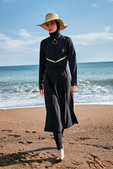 Burkini Modest Swimwear 4-Teilig Fallschirmstoff Schwarz "Marina" M2410