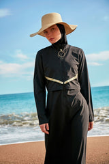 Burkini Modest Swimwear 4-Teilig Fallschirmstoff Schwarz "Marina" M2410