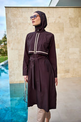 Burkini Modest Swimwear Set 4-teilig braun Marina M2533 - muslimische Bademode mit Tunika, Leggings, Hijab und Bustier