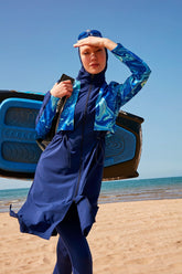Burkini Modest Swimwear Set 4-Teilig Marineblau/Gemustert "Marina" M2319