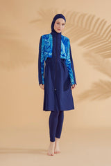 Burkini Modest Swimwear Set 4-Teilig Marineblau/Gemustert "Marina" M2319