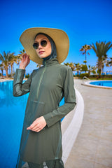 Burkini Modest Swimwear Set 4-Teilig Khaki "Marina" M2508-3
