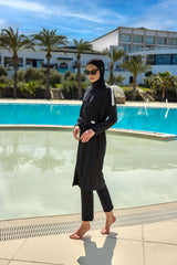 Burkini Modest Swimwear Set 4-Teilig schwarz mit weißer "Marina" Aufschrift M2507-1