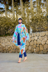 Kimono Pareo Marineblau gemustert "Marina" P2506