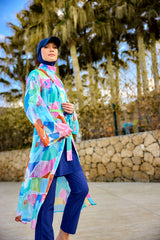 Kimono Pareo Marineblau gemustert "Marina" P2506
