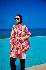 Burkini Modest Swimwear Set 4-Teilig Orange-Rot gemustert "Riva Mera by Marina" R2515