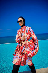 Burkini Modest Swimwear Set 4-Teilig Orange-Rot gemustert "Riva Mera by Marina" R2515