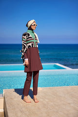 Burkini Modest Swimwear Set 4-Teilig Braun/Grün "Marina" M2519