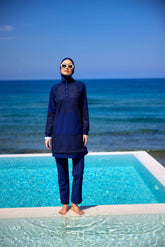 Burkini Modest Swimwear Set 4-Teilig Marineblau mit Tülldetail "Marina" M2534-2