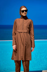 Burkini Modest Swimwear Set 3-Teilig Braun - Andalus by Marina A2503-3