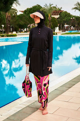 Burkini Modest Swimwear Set Lycra 4-Teilig Schwarz-Pink "Marina" M2481
