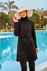 Burkini Modest Swimwear Set Lycra 4-Teilig Schwarz "Marina" M2463