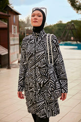 Burkini Modest Swimwear Set 4-Teilig Schwarz/Weiß "Riva Mera by Marina" R2403