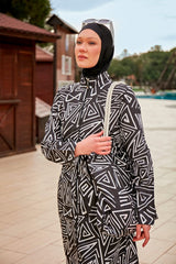 Burkini Modest Swimwear Set 4-Teilig Schwarz/Weiß "Riva Mera by Marina" R2403