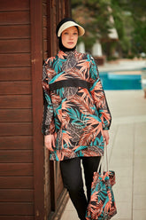 Burkini Modest Swimwear Set 4-Teilig mit Blattmotive "Riva Mera by Marina" R2409