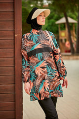 Burkini Modest Swimwear Set 4-Teilig mit Blattmotive "Riva Mera by Marina" R2409