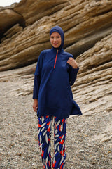 Burkini Modest Swimwear Set 4-Teilig Navy mit gemusterter Hose "Marina"  M2262