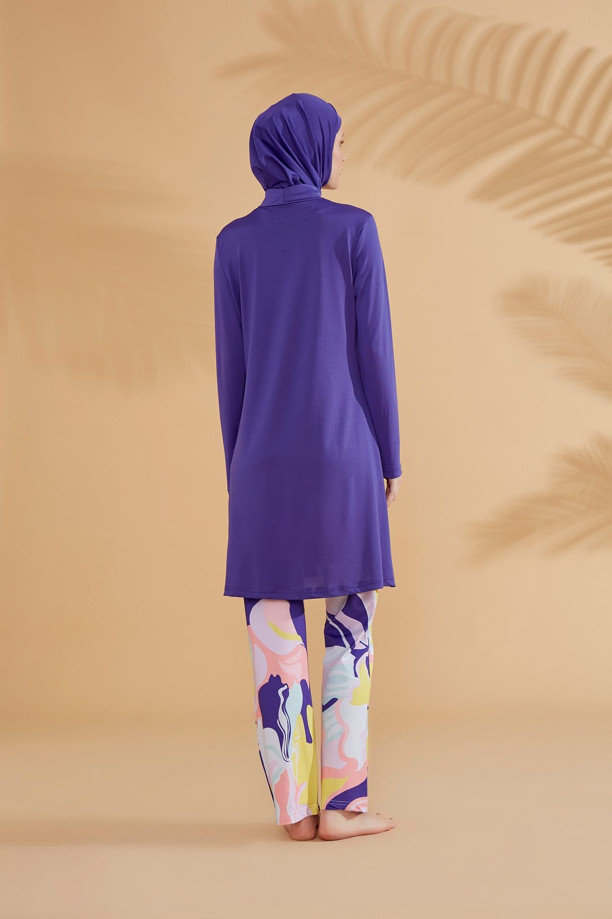 Burkini Modest Swimwear 4-Teilig Lila mit bunter Hose "Marina" M2321
