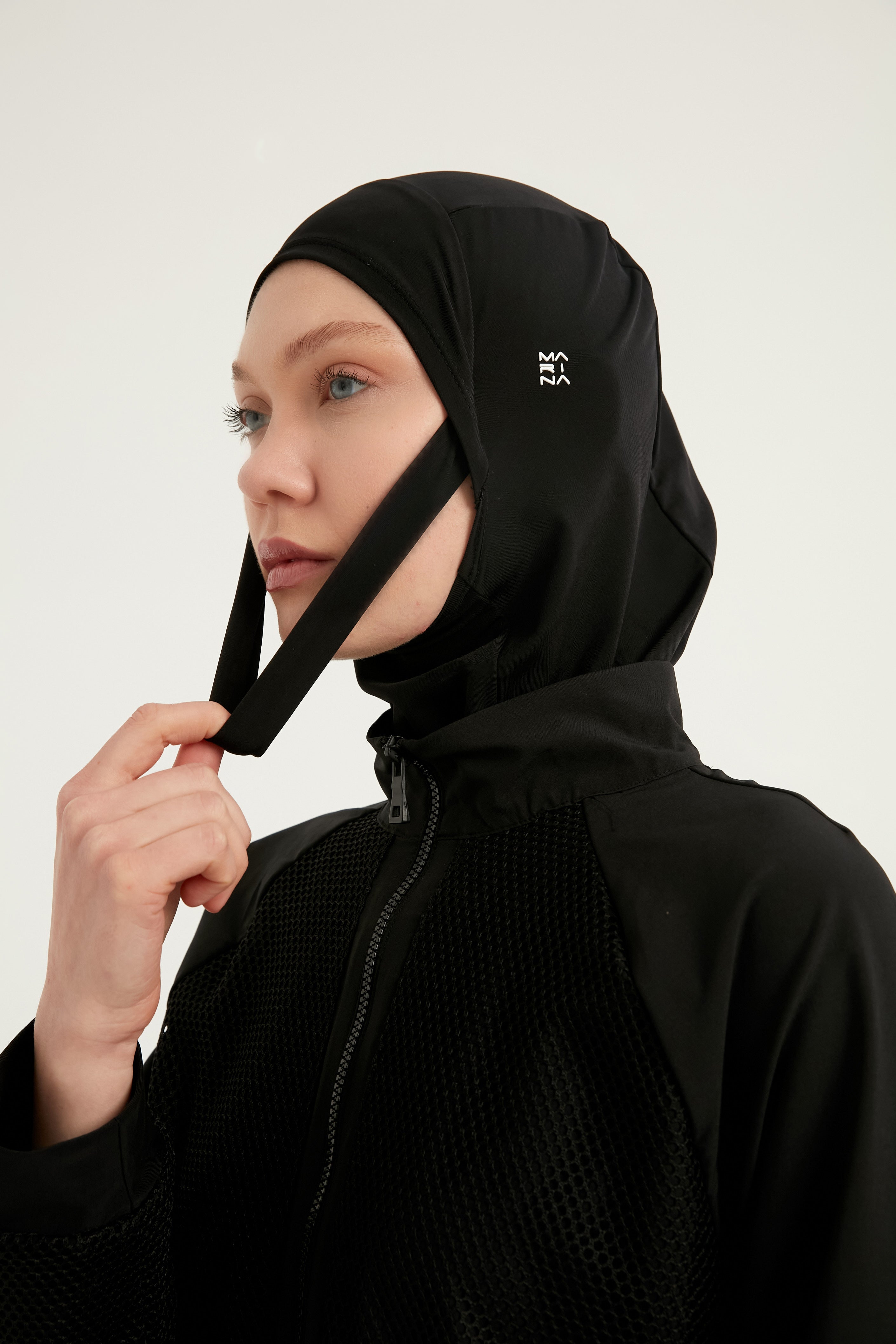 Burkini Modest Swimwear Set 4-Teilig Schwarz mit Tülldetail "Marina" M2534-1