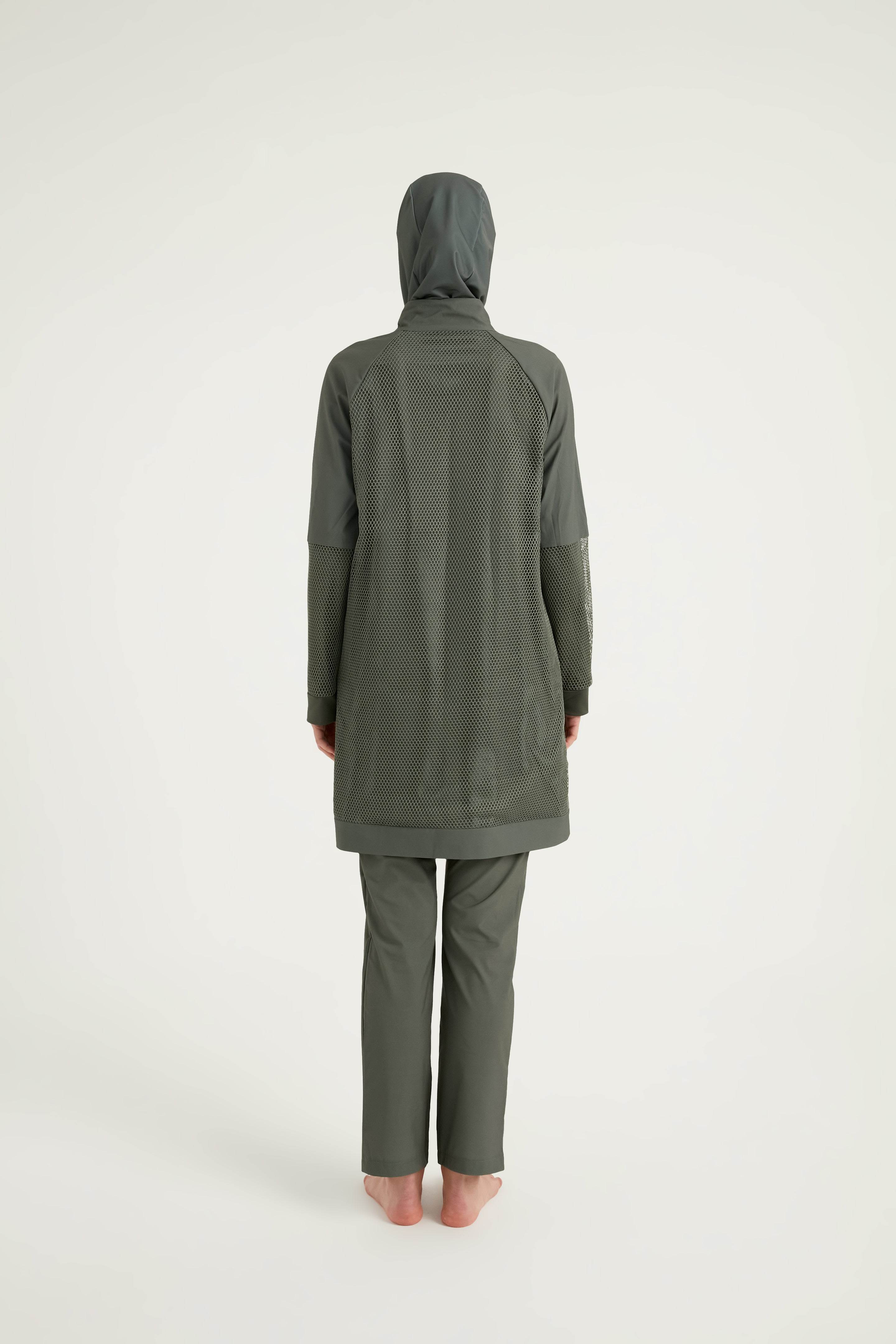 Burkini Modest Swimwear Set 4-Teilig Khaki mit Tülldetail "Marina" M2534-3