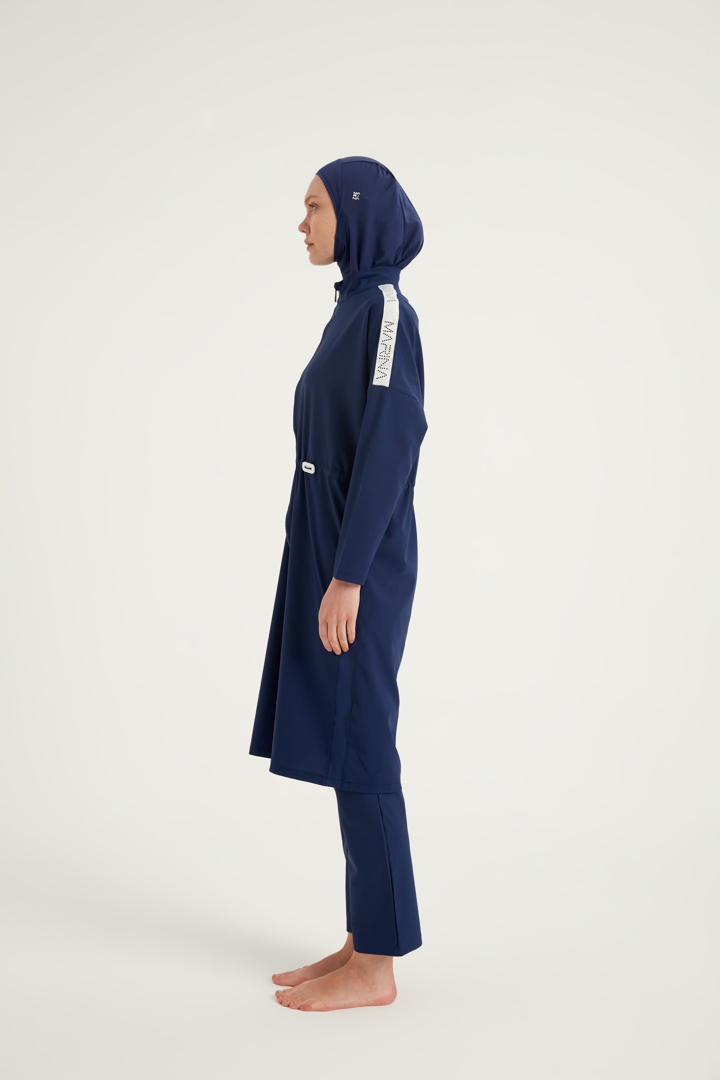 Burkini Modest Swimwear Set 4-Teilig Marineblau mit weißer "Marina" Aufschrift M2507-2