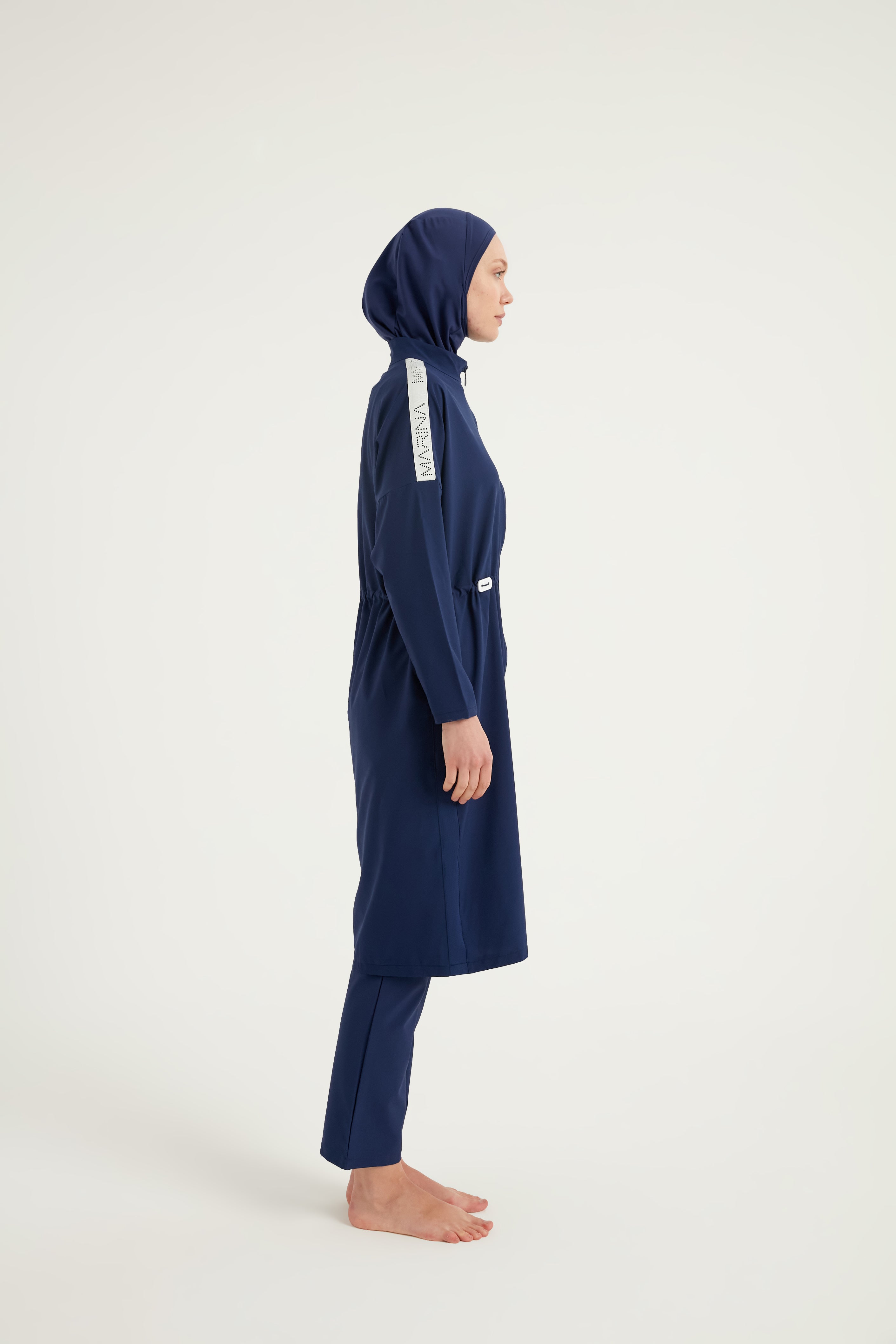 Burkini Modest Swimwear Set 4-Teilig Marineblau mit weißer "Marina" Aufschrift M2507-2