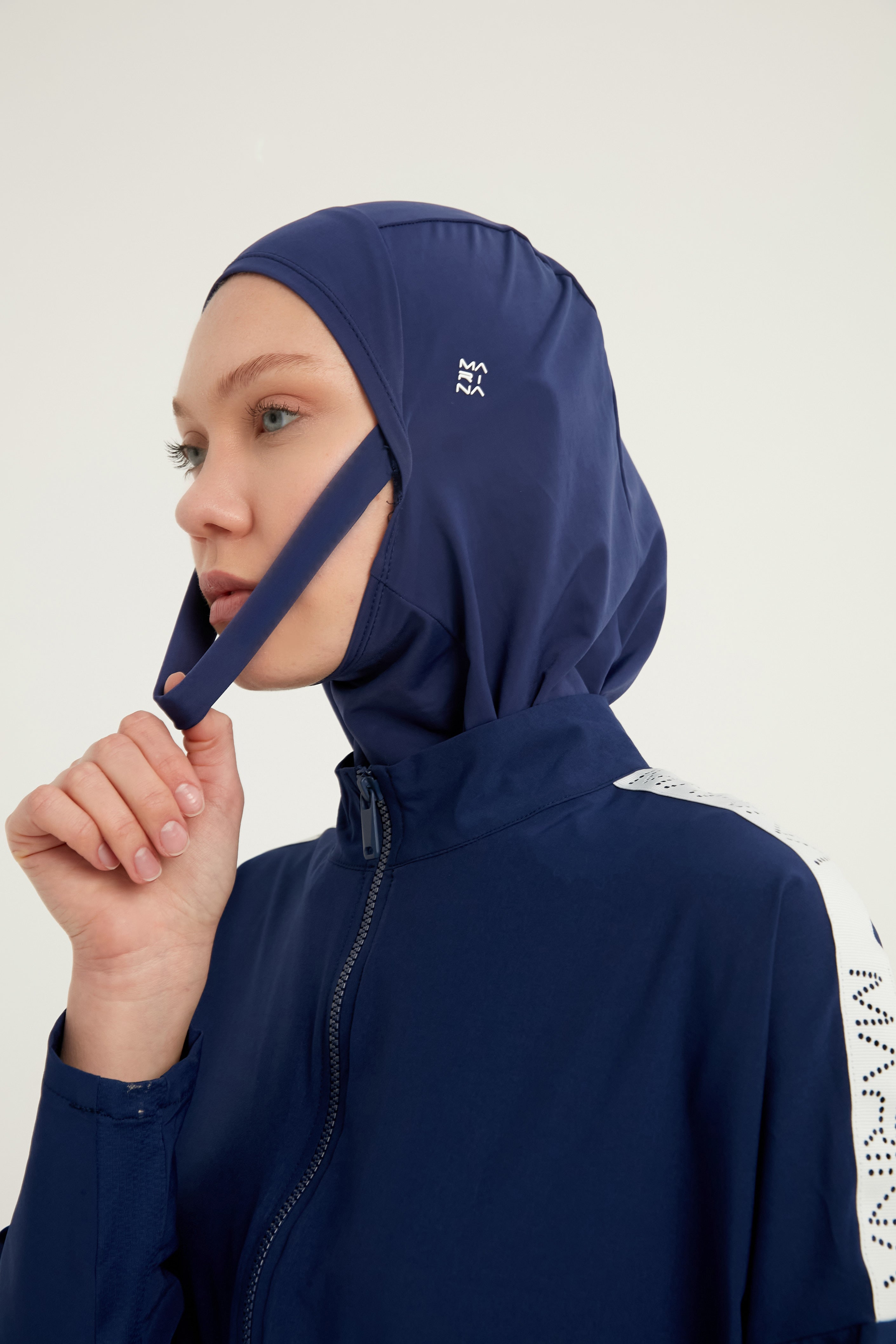 Burkini Modest Swimwear Set 4-Teilig Marineblau mit weißer "Marina" Aufschrift M2507-2