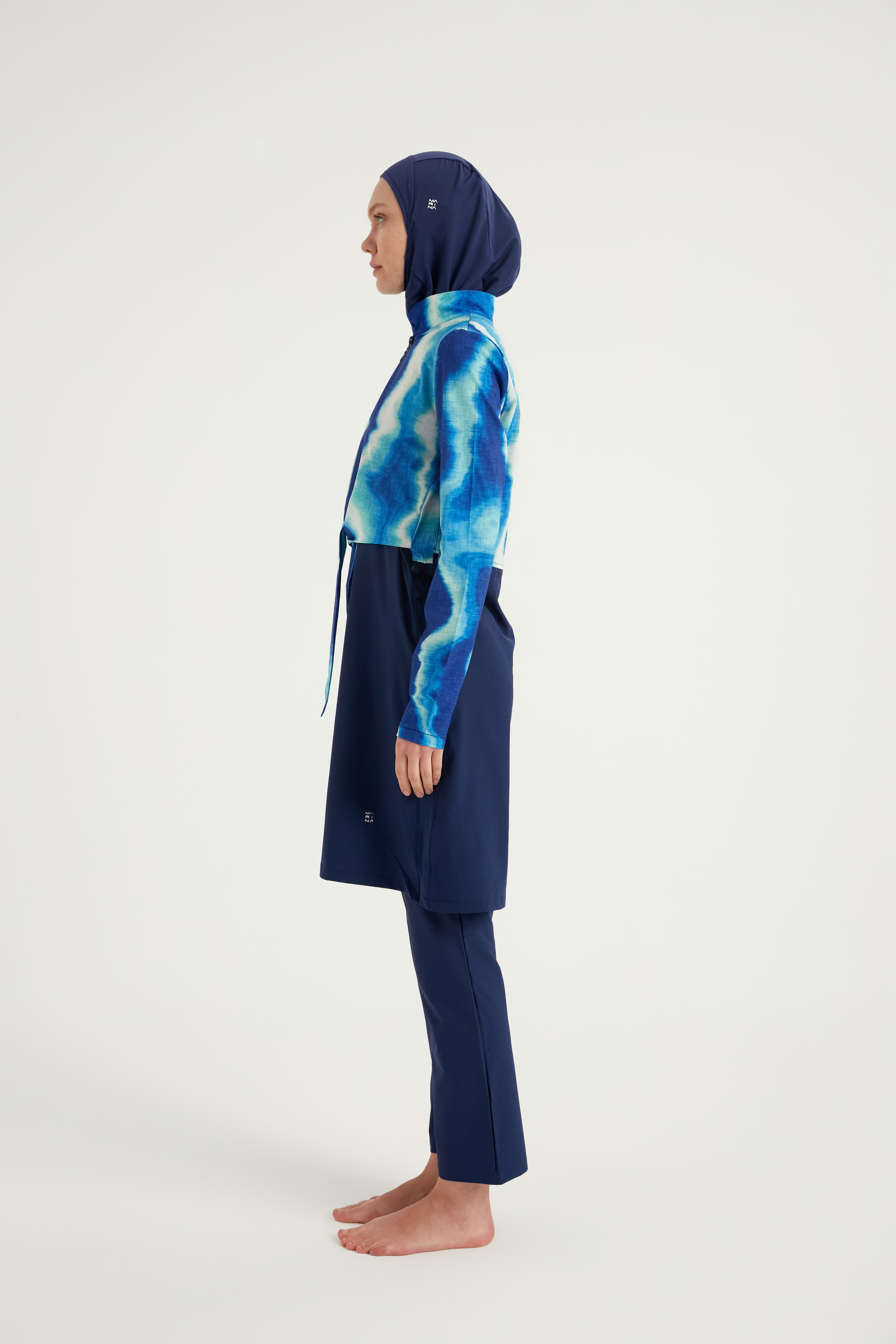 Burkini Modest Swimwear Marineblau mit Wellenmuster "Marina" M2530-2