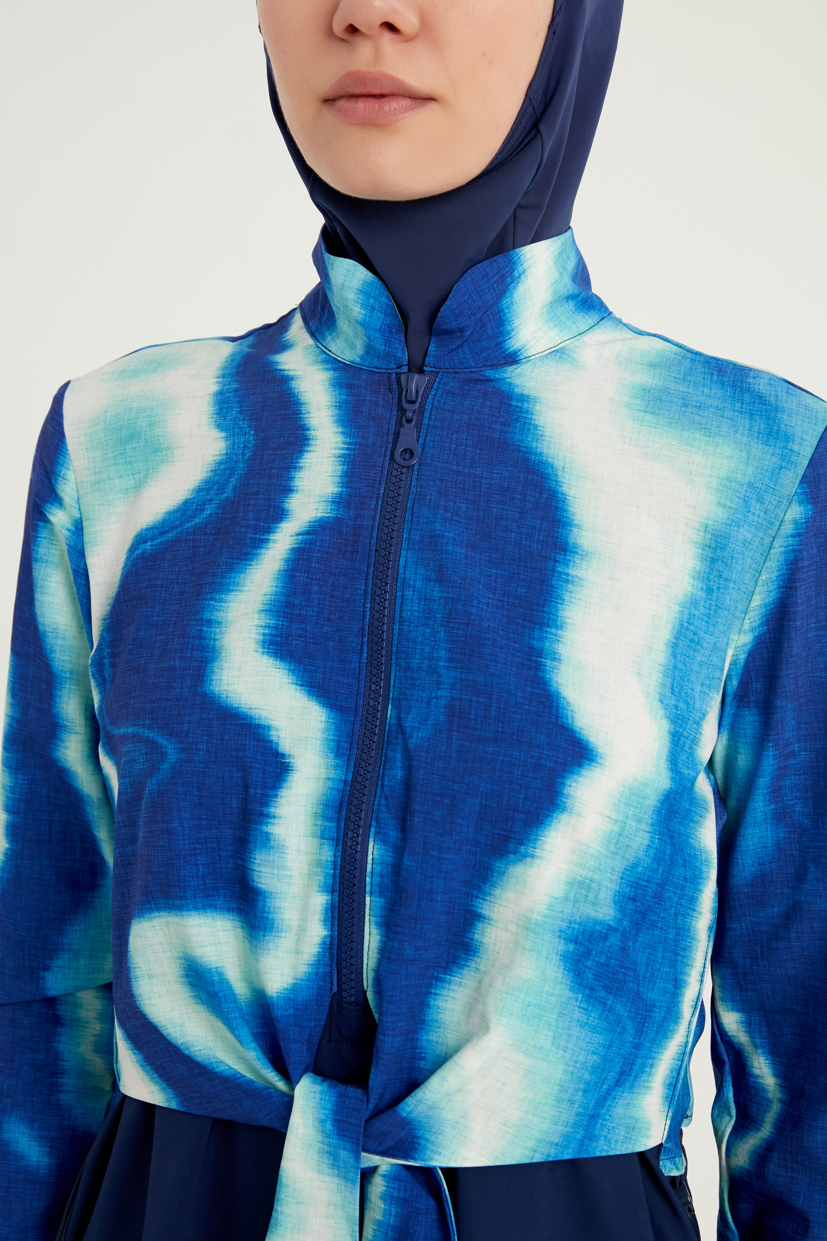 Burkini Modest Swimwear Marineblau mit Wellenmuster "Marina" M2530-2