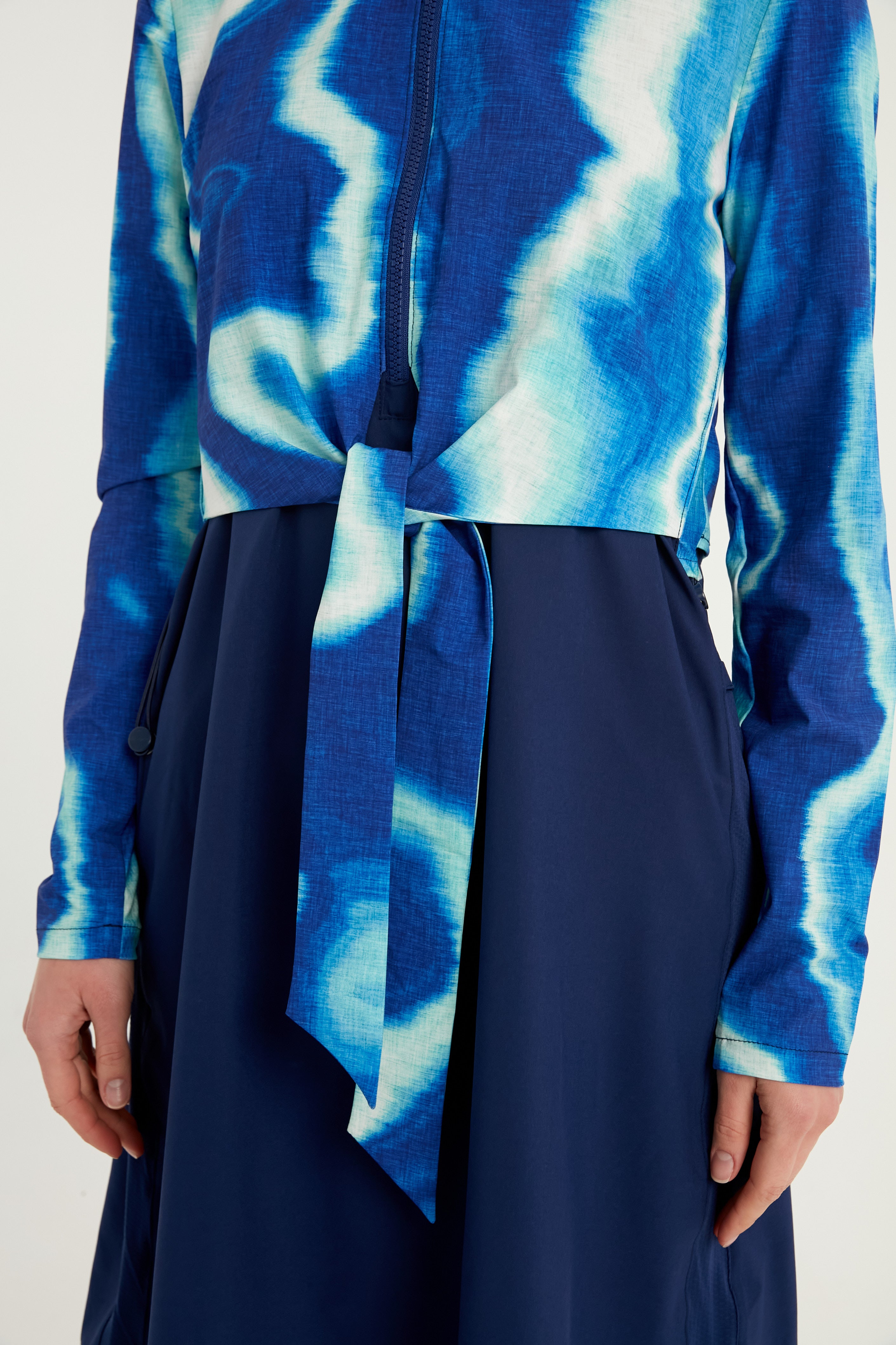 Burkini Modest Swimwear Marineblau mit Wellenmuster "Marina" M2530-2