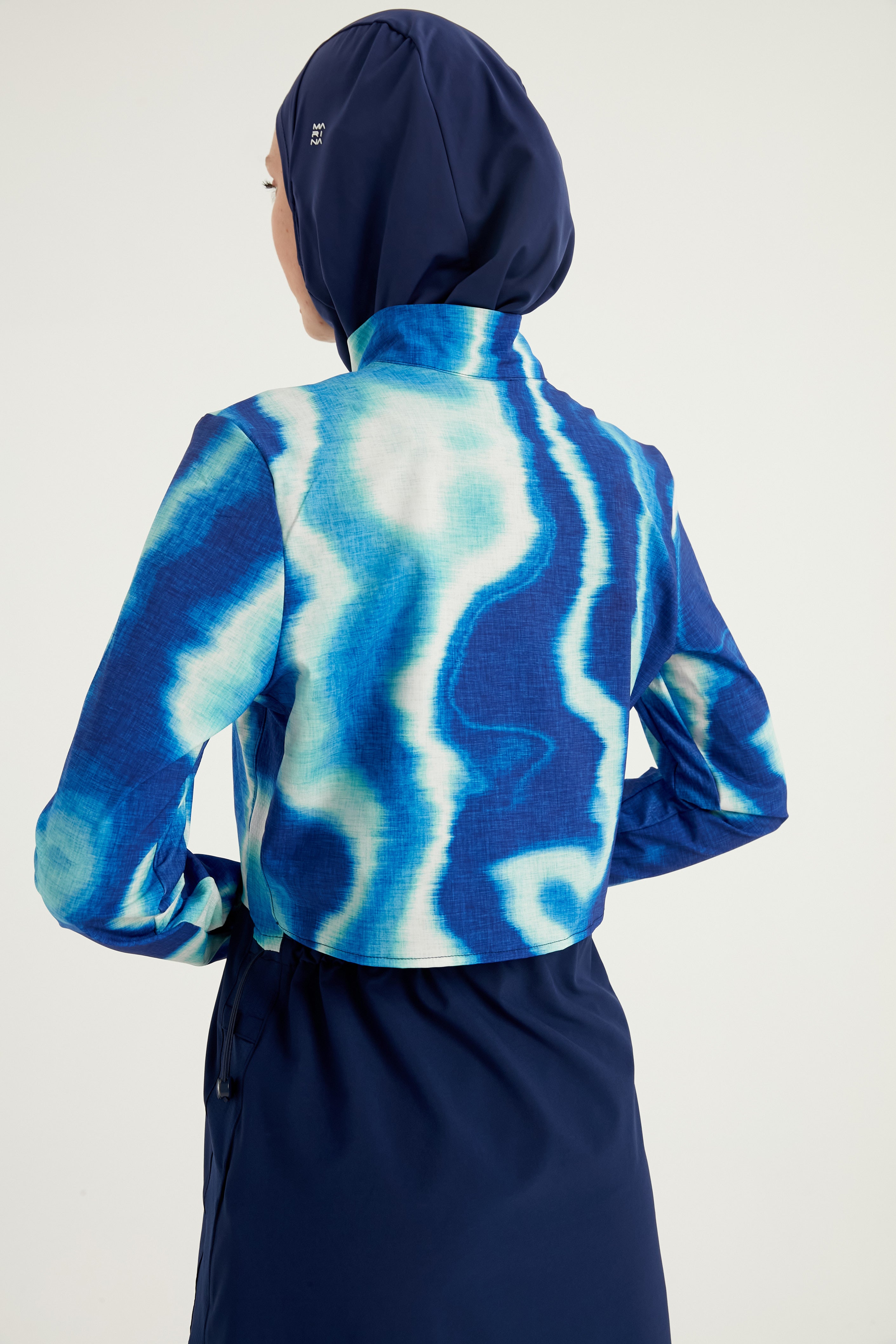 Burkini Modest Swimwear Marineblau mit Wellenmuster "Marina" M2530-2