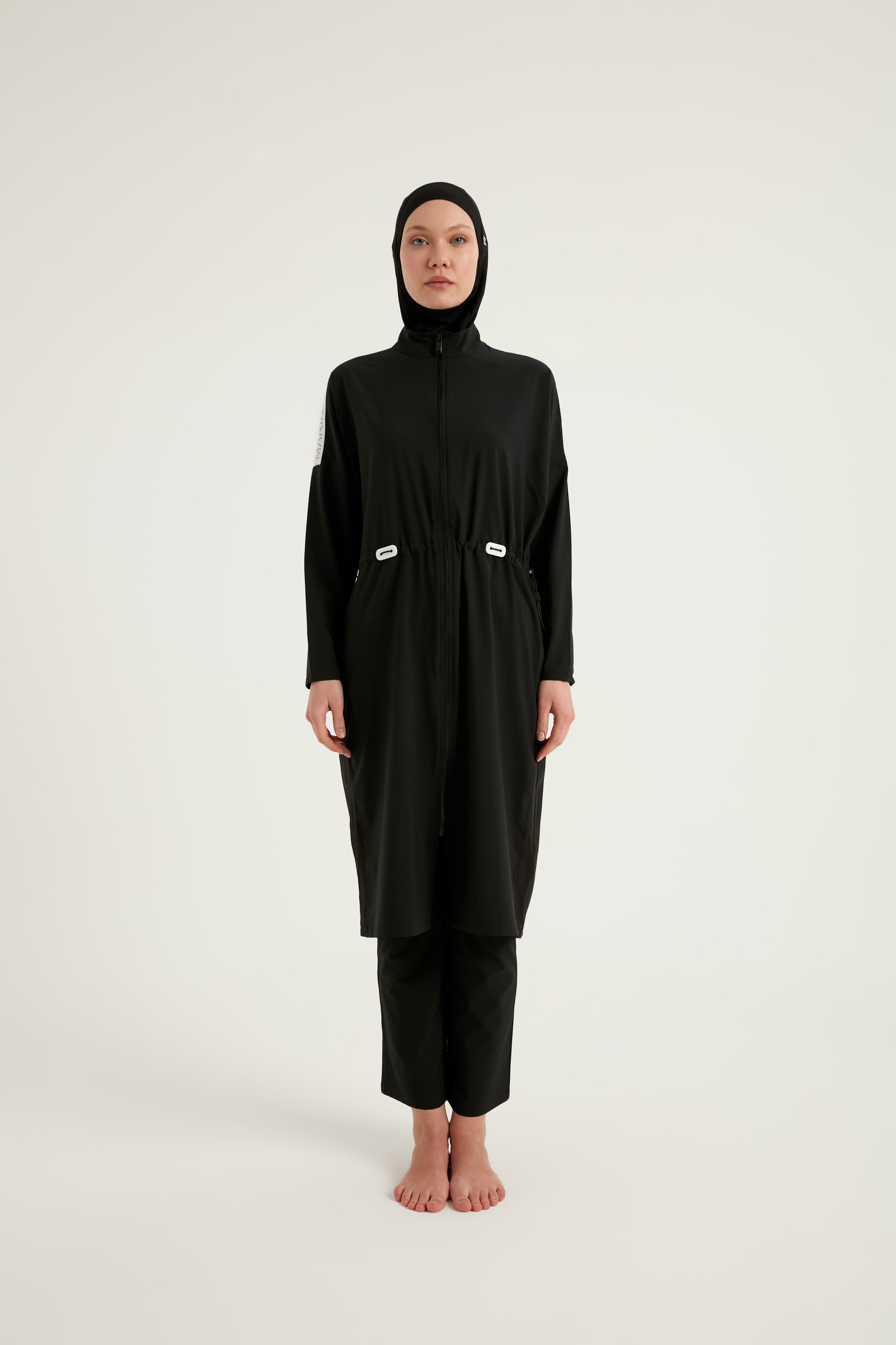 Burkini Modest Swimwear Set 4-Teilig schwarz mit weißer "Marina" Aufschrift M2507-1