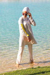 Burkini Modest Swimwear Set 4-Teilig Weiß/Gelb "Marina" M2118