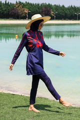 Burkini Modest Swimwear Set 3-Teilig Lila gemustert "Marina" M2269
