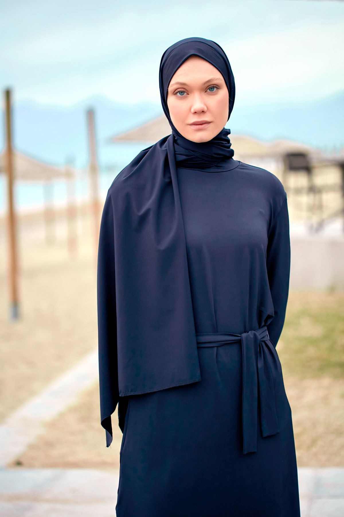 Schwimmhijab gewebt Schal Marineblau "Marina" B2404