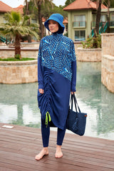 Burkini Modest Swimwear 4-Teilig Fallschirmstoff Marineblau "Marina" M2427