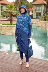 Burkini Modest Swimwear 4-Teilig Fallschirmstoff Marineblau "Marina" M2427