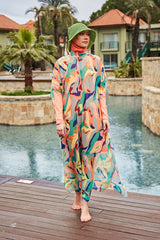 Kimono Pareo Bunt gemustert "Marina" P2409