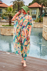 Kimono Pareo Bunt gemustert "Marina" P2409