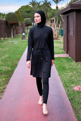 Burkini Modest Swimwear Set Lycra 4-Teilig Schwarz-Orange "Marina" M2478